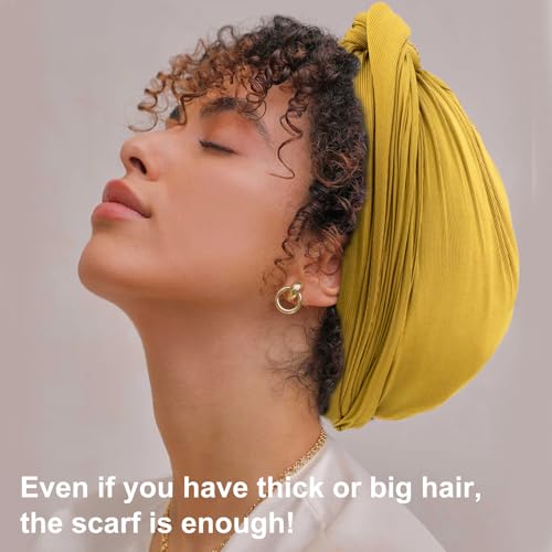 Image of DRESHOW African Turban for Women Knotted Hairwraps Headwraps Ribbed Turban Stretch Jersey Head Scarf Chemo Cancer Cap