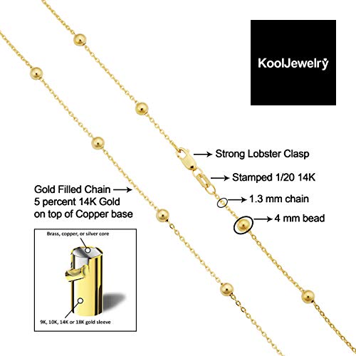 14k Yellow Gold Filled 4 mm Ball Station Satellite Necklace for Women (16, 18, 20, 24 or 30 inch)2