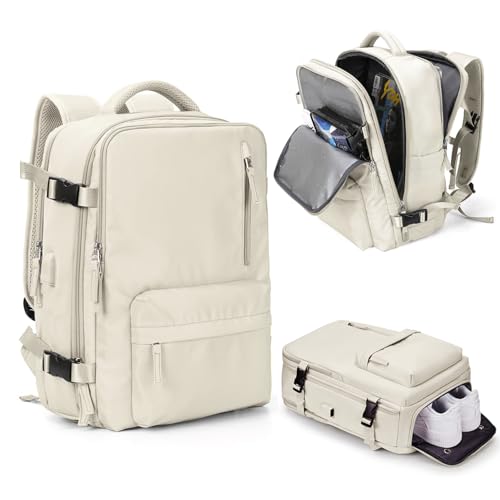 Mochila Viagem, Mochila Feminina Avião,40L Impermeável & Expansível,com Porta USB, Mochila Notebook Masculina Grande para Trabalho Casual Esportes Hiking Escolar Presente