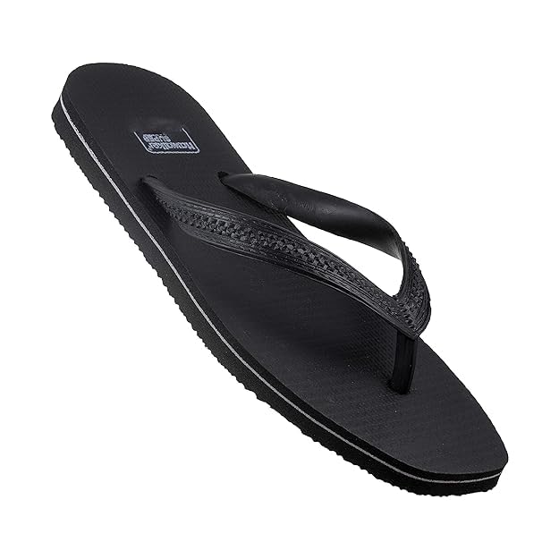 Hawalker Men's Super Prime Black Colored Anti-Skid Rubber Flip Flops Hawai Chappals for Men Durable All Weather Heavy Grip 100% Natural Rubber