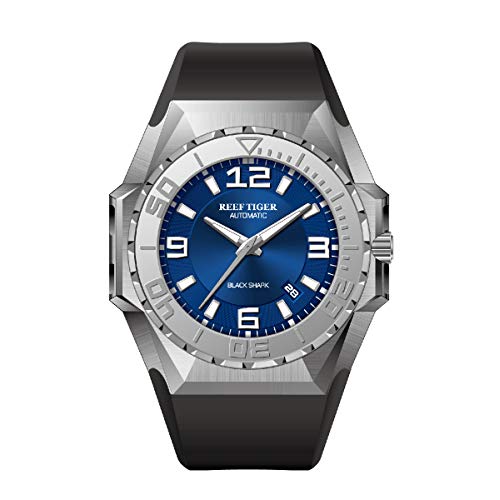 Reef Tiger/RT Blue Dial Mens Big Sport Mechanical Watches Steel Case Automatic Dive Watches RGA6903 (Blue)