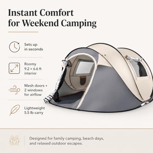 Carpa camping pop up para 4 personas, impermeable miniatura 2