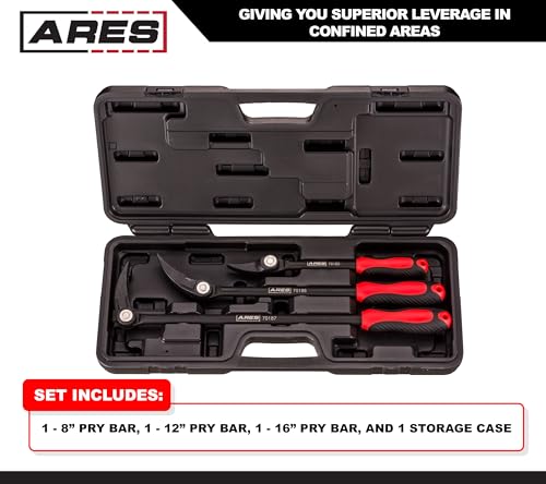 Image of ARES 70184 3-Pc Indexable Pry Bar Set - 8, 12, 16-In, 11-Position Angle