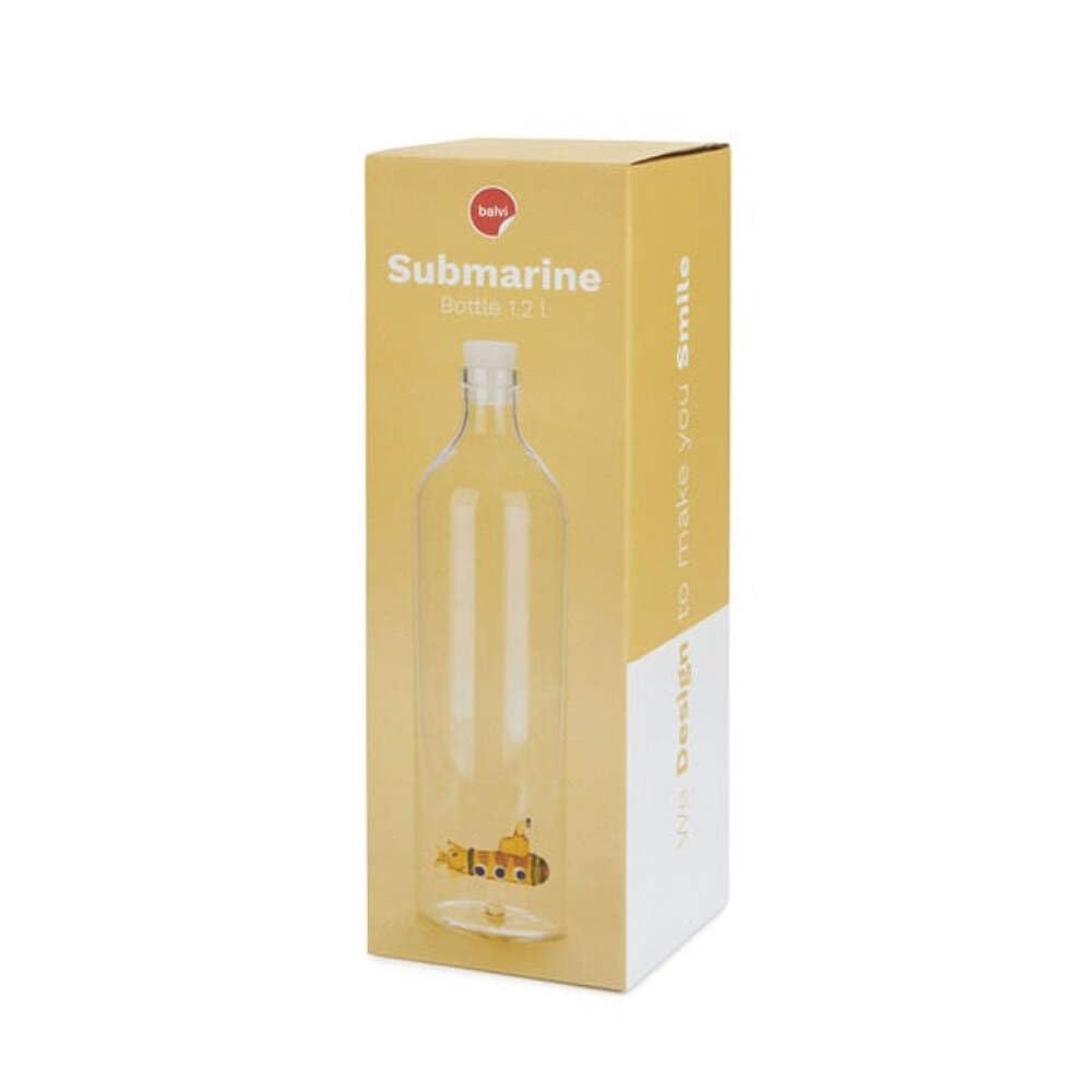 Balvi Botella Atlatnis Submarine Color Amarillo Botella de Agua con Detalle Interior en Forma de subm