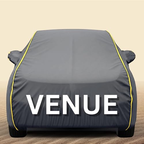 Image of Venue Cover (All Variants) Car Body Cover - 100% Waterproof Custom Fit with Mirror Pockets | Triple-Stitched Elastic Design, Heat Reflective, Anti-Dust, All-Weather (Grey Series)