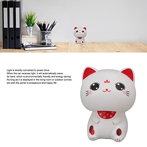 Gato De La Suerte Con Energía Solar – Decoración De Plástico De 5 Cm Para Automóvil, Oficina Y Hogar – Mueve La Pata Con Luz Solar