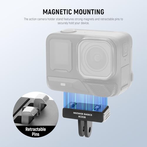 Image of NEEWER Basics Magnetic Quick Release Mount Adapter Compatible with Insta360 Ace Pro /Ace Pro 2, 2 Prong Action Camera Accessories for Photography Filming Video Recording, AC038