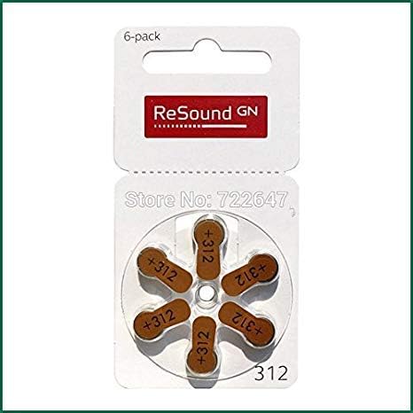Resound GN hearing aid battery Size 312 (PR41) (9 Packets = 54 batteries)