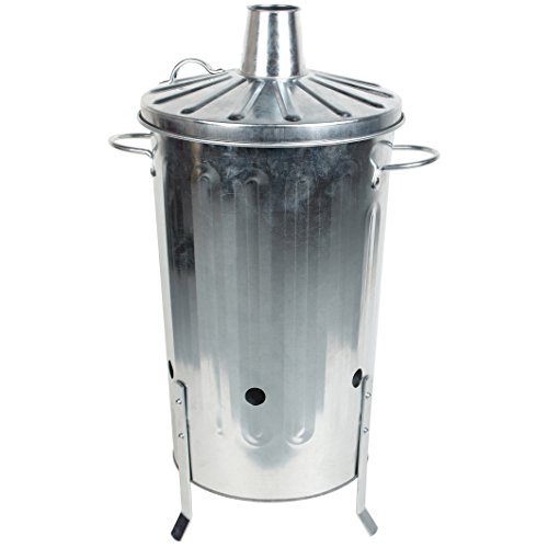 CrazyGadget® Small Medium Large Extra Large Galvanised Metal Incinerator Fire Burning Bin with Special Locking Lid (18 Litre)