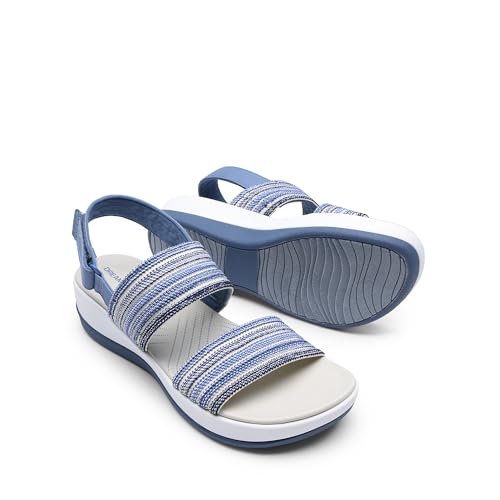 DREAM PAIRS DREAM PAIRS Women's Walking Sandals Lightweight Soft Footbed Low Wedge Comfort Indoor Outdoor Flat Sandals,Size 10,Blue,DWUMFS2522