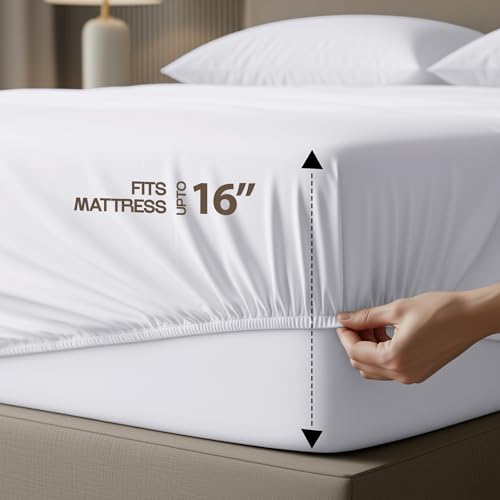 Image of 10-Pack Full Size Hotel Sheet Set, Soft Brushed Microfiber Commercial Sheets, Resort Quality Bedding, Deep Pocket, Shrink & Fade Resistant, Easy Care, White