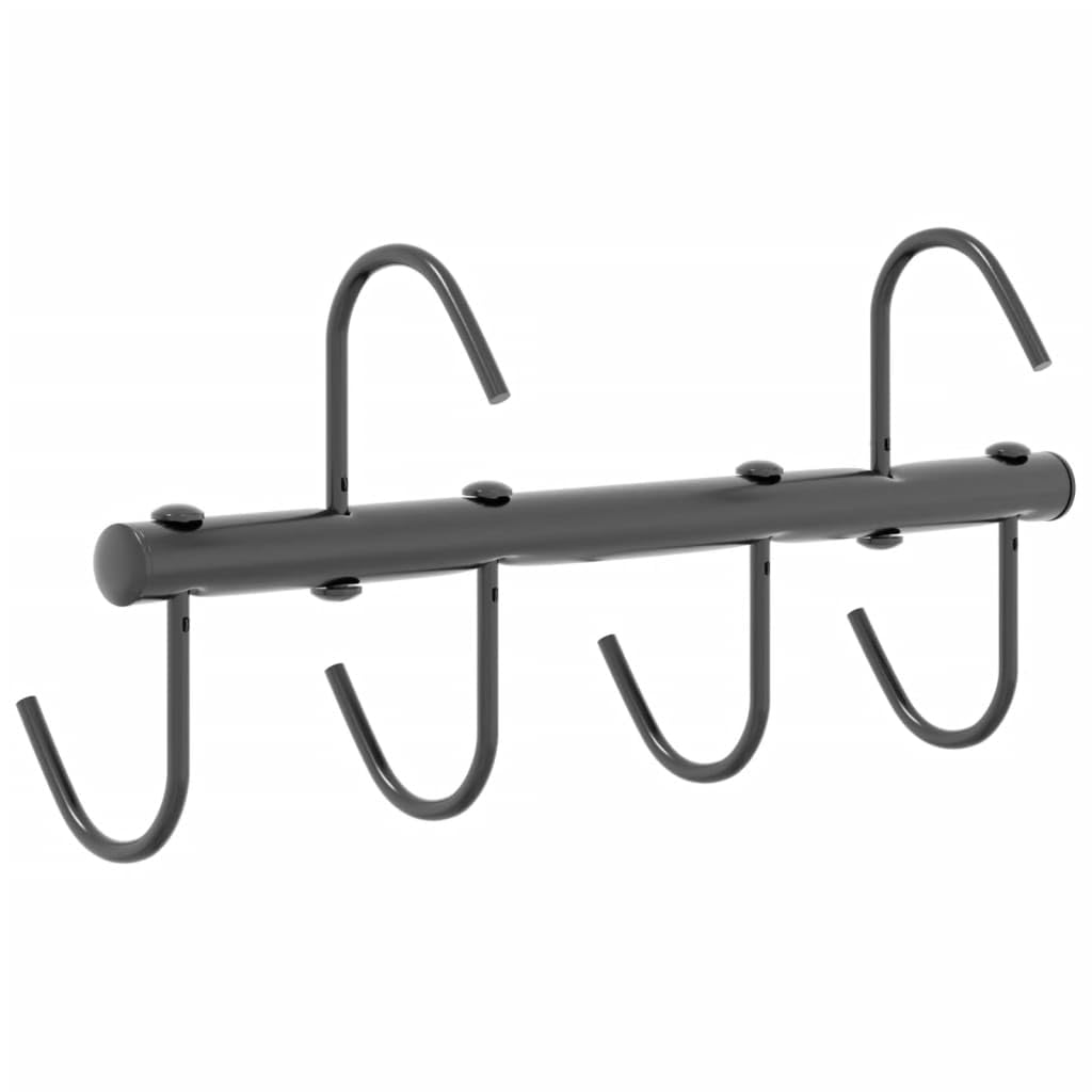 Soporte para trenzas con 6 ganchos giratorios de acero pulverizado, color negro, 43,5 x 6,5 x 17,5 cm, para bridas, riendas y accesorios para caballos en el establo y garaje