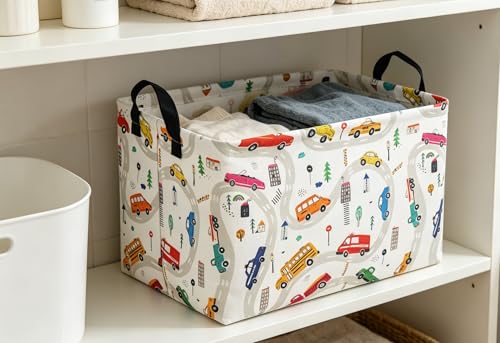 Image of Essme Rectangular Basket,Car Storage Basket with Handles for Room Decor,Racing Storage Bin(Car)