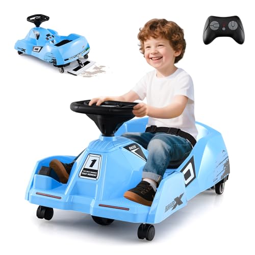HONEY JOY Electric Cleaning Go Kart, 12V Ride on Race Car with Detachable Mop, 3-Speed Remote Control, Horn, Music & Wireless Connection, Kids Go Cart Clean Car for Boys & Girls 2-5 Years Old (Blue)