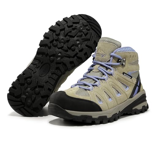 NORTIV 8 Women's Waterproof Hiking Boots Outdoor Trekking Camping Trail Hiking Boot Seeker,Size 9.5,Beige/Purple,Seeker