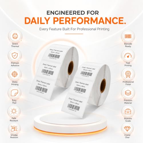 Image of Shreyans Direct Thermal Labels (Pack of 18, 50mm x 50mm 250 Labels /Roll) - Non Tearable, Scratch Free, Water Proof & Non Fade Stickers with Permanent Marking - 4500 Labels