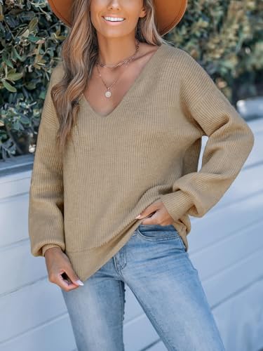 Image of CUPSHE Sweaters for Women Bow Pullover Knit Tops | Long Sleeve V Neck Pullover Sweaters, Soft and Cozy Fabrics, Relaxed Fit, Fall Clothes, Winter Clothing, Cute Fashion