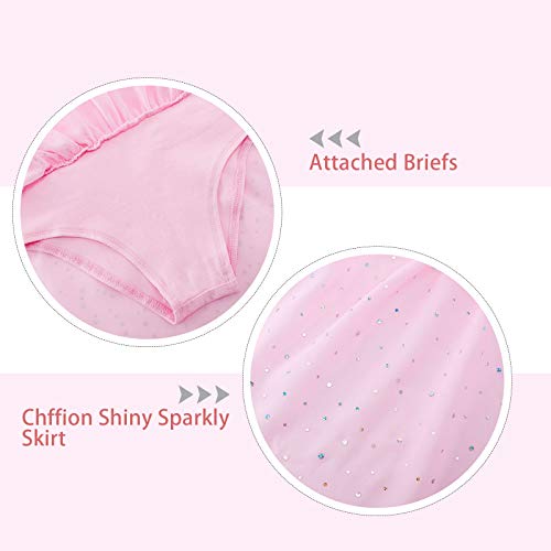 Ballet Pink Leotards for Girls Ruffle Sleeve Activewear Dance Tutu Dress Ballerina Outfits Size 8 9