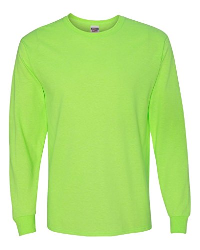 Cotton Poly 50/50 Dri Power Fitness Long Sleeve T-Shirt Neon Green Large