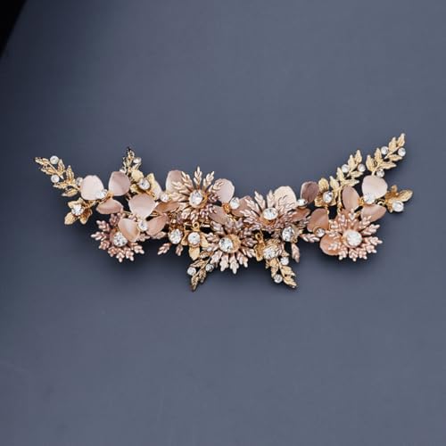 Accesorio de bodas lateral de flores retro doradas MAGICLULU 5