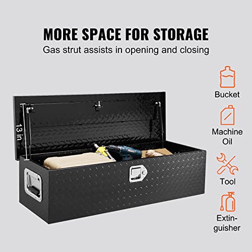 Vevor 39X13X10 BLACK TRUCK BED TOOL BOX Heavy Duty Aluminum Truck Bed Tool Box, Diamond Plate Tool Box thumb #2