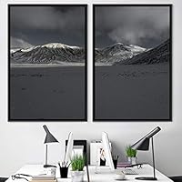 2 Piece Framed Canvas Wall Art Monochromatic Mountains Canvas Prints Home Artwork Decoration for Living Room,Bedroom - 16