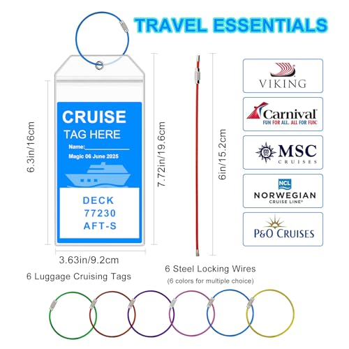 Mziart Cruise Luggage Tag Holder for Carnival, Princess, NCL, Norwegian, MSC, 6 Pack Zip Seal Clear Luggage Tags for Cruise Ships, Cruise Ship Essentials Travel Must Haves3