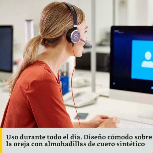 Miniatura 5 de Jabra Evolve 40 Uc - Auriculares Estéreo Certificados Por Microsoft Para Voip Softphone - Cancelación Pasiva De Ruido - Jack De 3,5 Mm - Negro