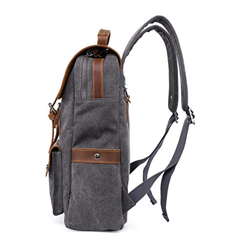 TSD Brand Valley Hill Canvas Backpack (Grey)2