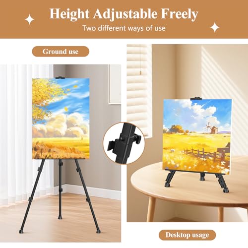 Caballetes de trípode para pintura artística, soporte portátil ajustable para exhibición, paquete de 3 unidades color negro miniatura 4