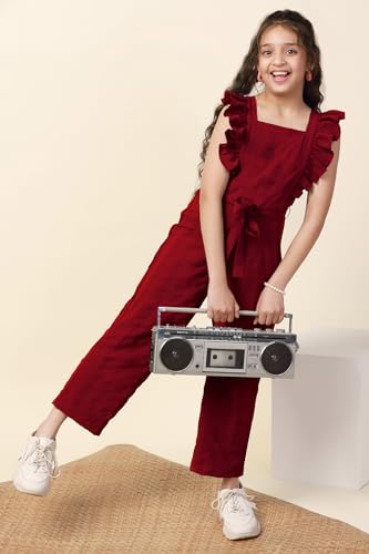 Image of Fashion Dream Girl's Cotton Blend Ankle Length|Jump Suit Set for Girls