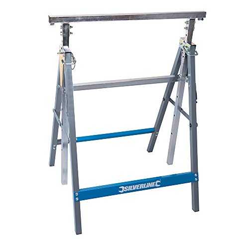 Loops 810mm - 1300mm Height Adjustable Trestle - Workbench Extension Support Stand/Brace - HEAVY DUTY Steel 150KG Max Weight - Tall Timber Cutting Saw Desk Horse