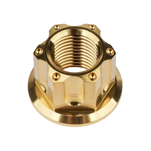 Image of Titanium M6 M8 M10 M12 M14 M16 Flange Bolt Nut Bicycle Motorcycle Rear Axle Car Modification Accessories Pack of 6 (M12 Pitch 1.5mm, Gold)