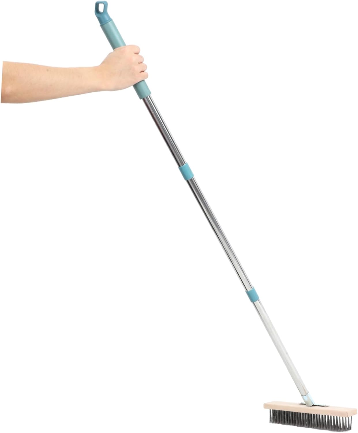 Heavy Duty Stainless Steel Wire Cleaning Brush with Long Handle for Outdoor Use for Tough Stains Concrete Floors and Decks Efficient Scrubber Brush with Wide Cleaning Head