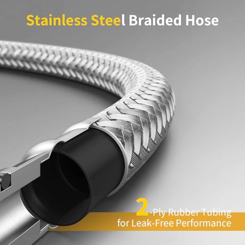 Image of Dually Valve Stem Extenders for Dual Wheels, Stainless Steel Braided Dually Tire Valve Extension with 2 Straight & 2 Angled Hoses, Fits 16 inch to 19-1 /2 inch Dual Wheels Tire Valve Extension for Cars