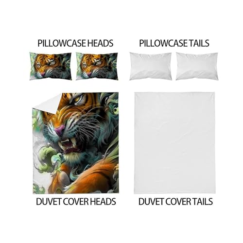 Housse de couette tigre impression 3D haute définition microfibre King Size - 4