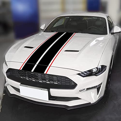 Lanzmyan Car Hood Decal Sticker Dbs013 Universal Hood Racing Body Side Vinyl Modified Stripe Exterior Decoration Decal Black-Red #TOP1