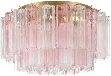 Crystorama Addis 7 Light Aged Brass Flush Mount