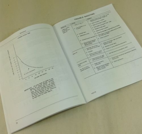 Page from the Farmhand Dunham Lehr Series 2 Loader manual showing a troubleshooting table and a loader cycle time graph.