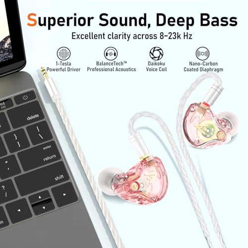 Image of Audiovance Vibes 202 HiFi Wired Earbuds, IEM in-Ear Monitor Headphones
