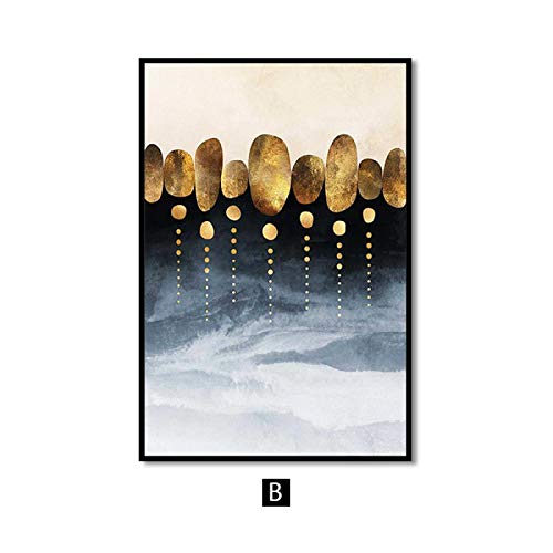 Affiche imprime pour salon abstrait et moderne or triptyque - 2