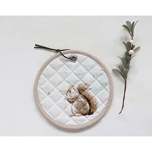 Creative Co-Op 8" Round Printed Cotton Pot Holder #TOP1