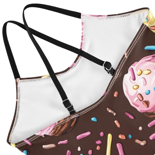 Pigsaly Girls One Piece Swimsuits Chocolate Sprinkles Ice Cream Kids Cross Back Swimwear Toddler Beach Sport Bathing Suit 3T4