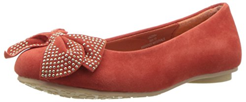 Laura Ashley Kid's Ballerina Flat with Studded Bow, Coral Suede, 13 M US Little Kid