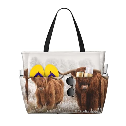 Sac de plage vache écossaise grand sac fourre-tout femme bandoulière