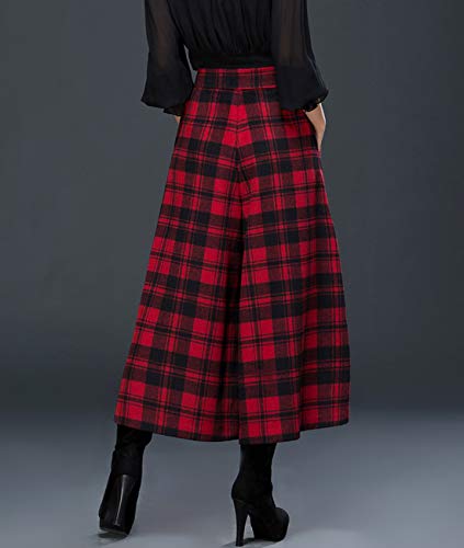 Women's Loose Wide Leg Culotte Wool Blend Cropped Pants Trousers4