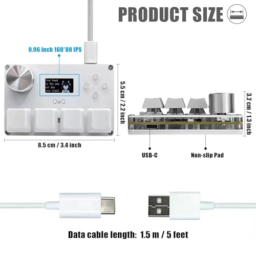 Image of BTXETUEL SayoDevice O3C++ OSU Keyboard Rapid Trigger Hall Switches Magnetic Linear Switches Keyboard with Knob and Screen,Copy Paste,Shotcut,Macro Hotswap Mini Keypad (White)