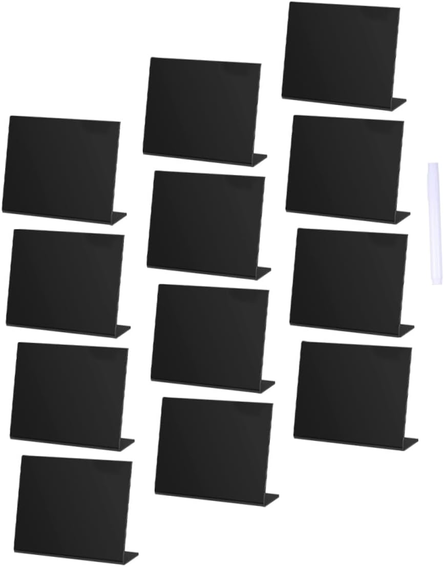 ULTECHNOVO Small Acrylic Blackboard Memo Boards 12pcs with Marker, Black Tabletop Chalkboard Decorations for Wedding Party, Office Message Board, Home Counter Display