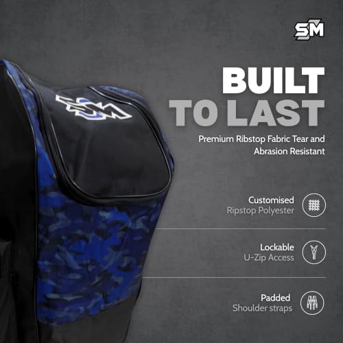 Image of SM Base Duffle Cricket Kit Bag | Cricket Bag | Ripstop Fabric | Integrated Bat Pocket with Velcro Strap | Lockable U-Zip | Rust-Proof Runners | Hard-Wearing | for School and Club Cricketers