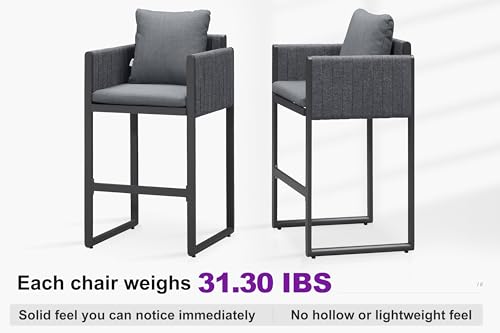 Image of PURPLE LEAF Outdoor Bar Height Stools Elliptical Leg Set of 4, Gray